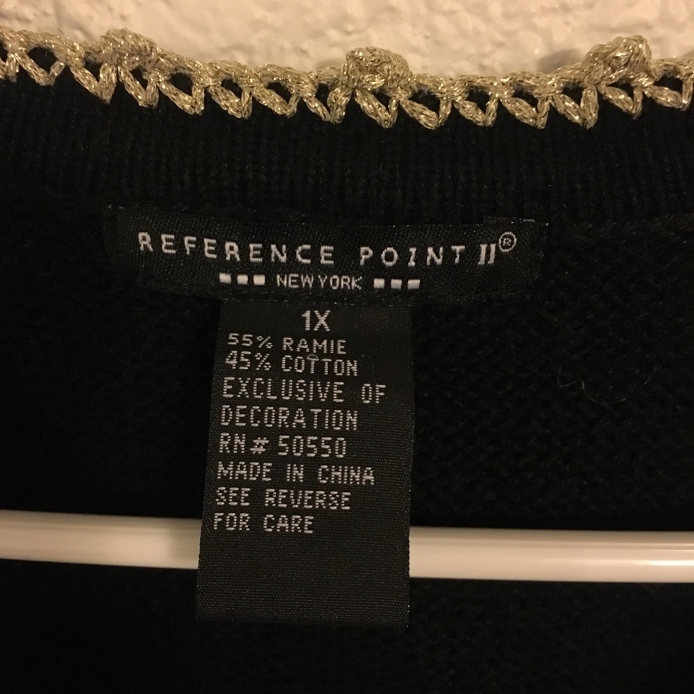 Reference Point II Snowflake Sweater Vest 1X Black Beaded Holiday Vest - Picture 5 of 5
